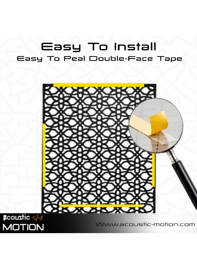 أكويستك موشان لوحات ديكور فنية جدارية خشبية من ، تصميم ARRAY مع شريط لاصق مزدوج الوجه، معلق على الحائط باللون الأسود الحديث للمنزل وغرفة المعيشة وغرفة النوم والمكتب والفندق، 25 × 50 × 0.5 سم، مجموعة مكونة من 4 قطع - Image 2